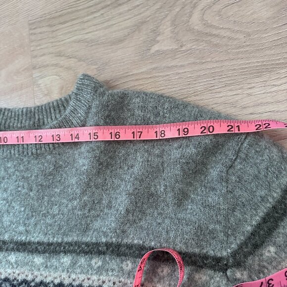 100% Wool Nordic Fair Isle Ski Sweater sz L - Charcoal - Picture 9 of 11